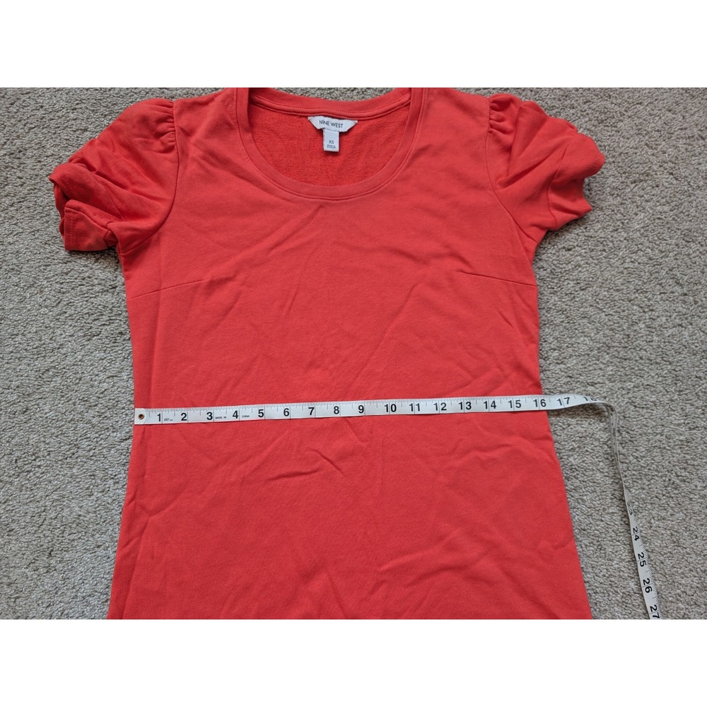 Nine West Dress Womens XS Coral Orange Short Puff Sleeve French Terry Knit Shift - Picture 6 of 12